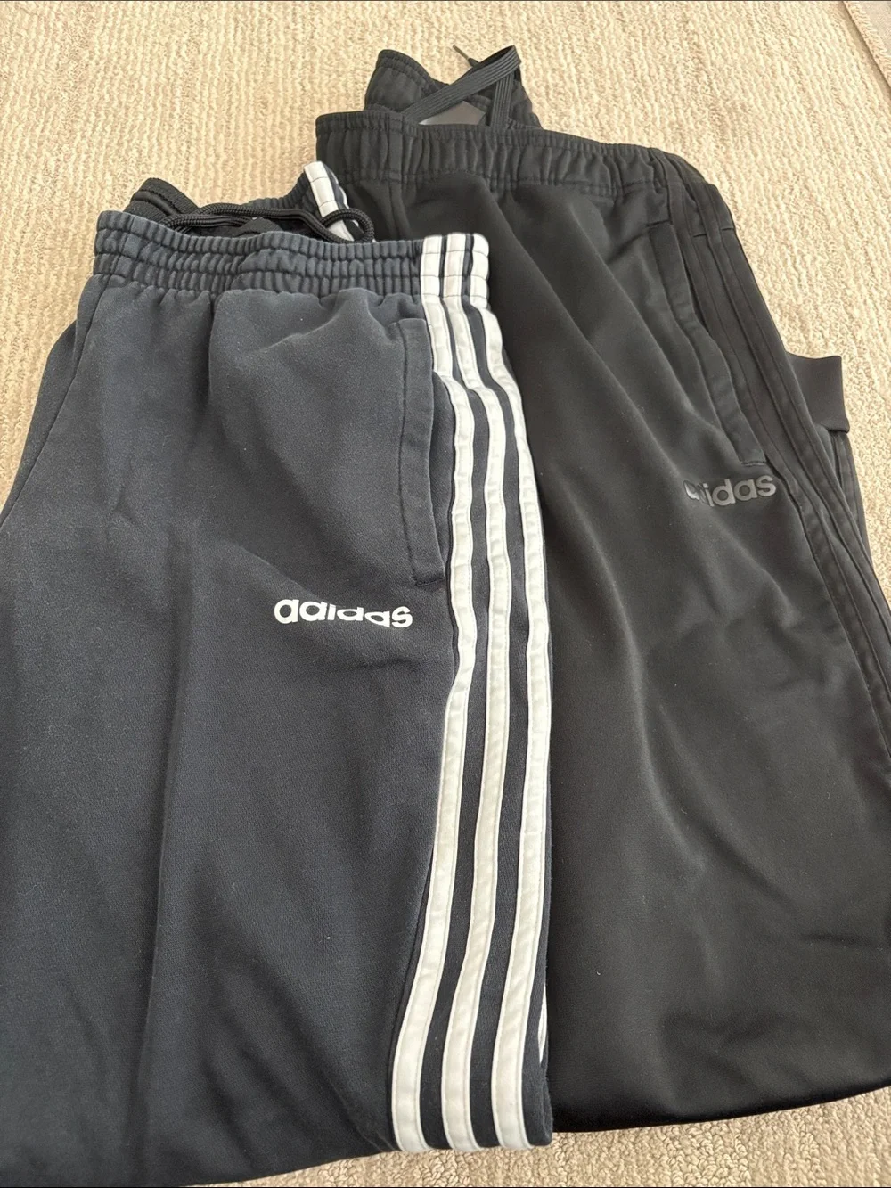 adidas men’s  Black Joggers with White 3-Stripes